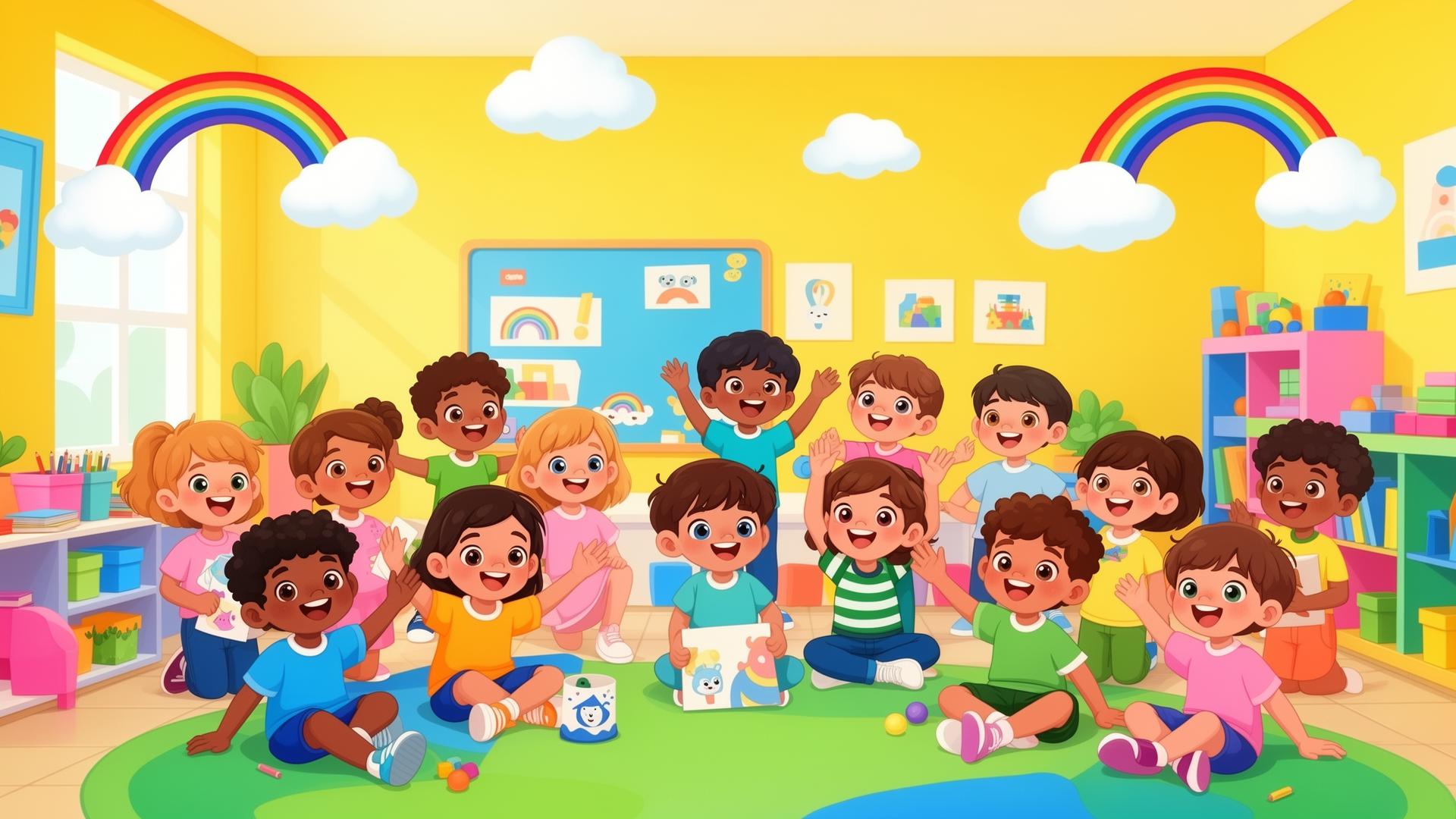 Happy Kids in Classroom